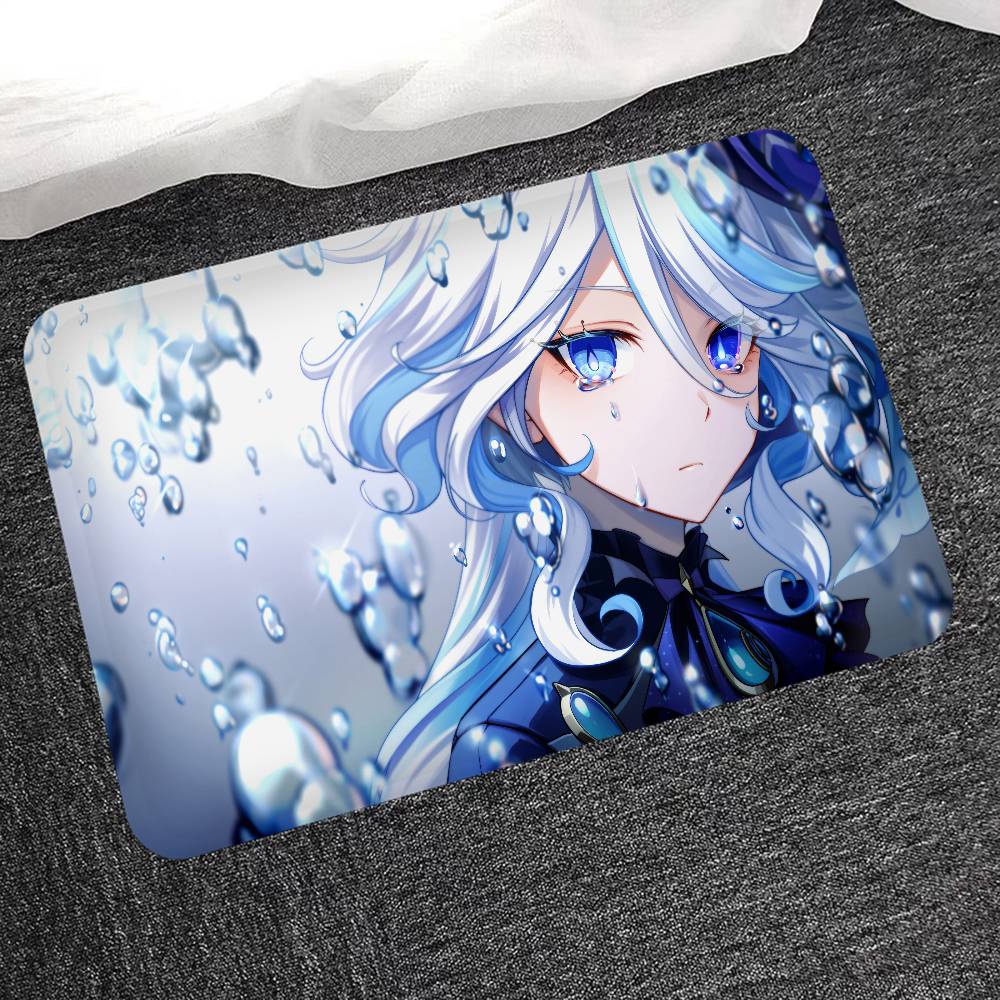 HD New Pretty Genshin Impact Furina Anime Entrance Door Mat Nordic Style Home Doormat Bathroom-Toilet Mats Bedroom Decor Mat