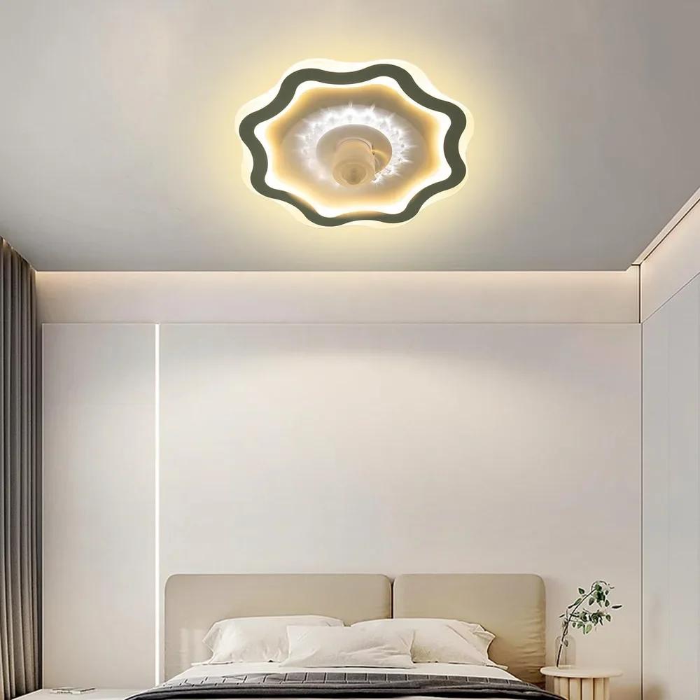 

Bymaocar Low Profile Ceiling Fan Light Flush Mount LED Dimming Timing Lamp W/ Remote Control 3 Speeds for Bedroom & Living Room 24-36 W&110V чистый
