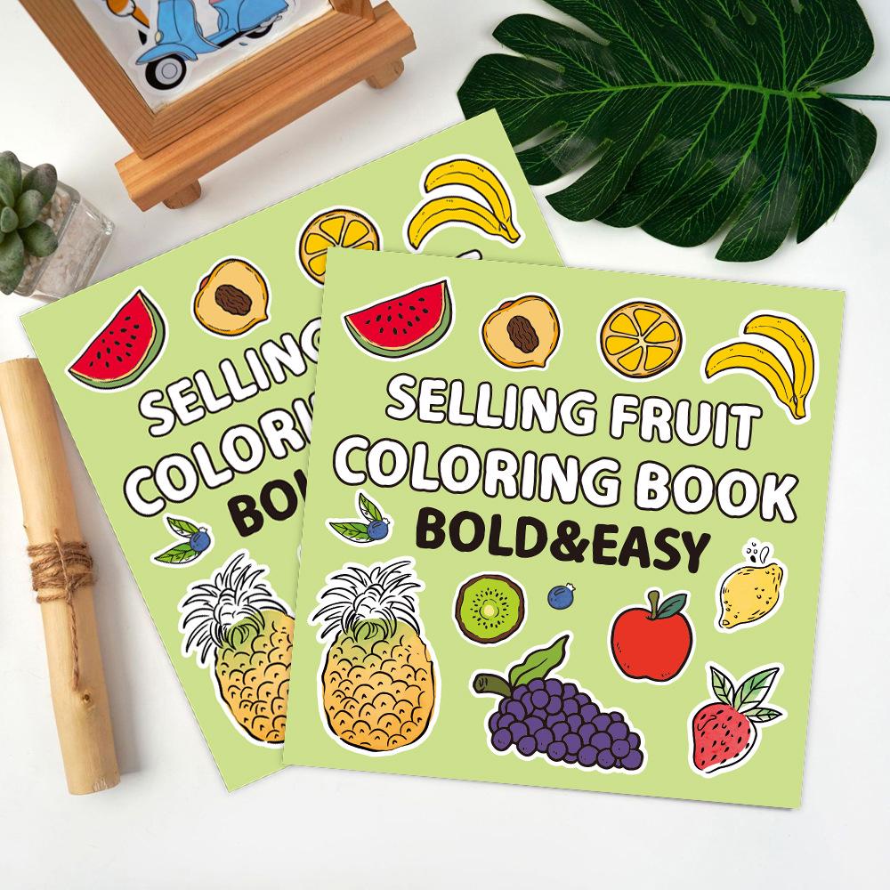 40-Page Fruit & Food Cartoon Doodle Coloring Book for Kids Aged 4+