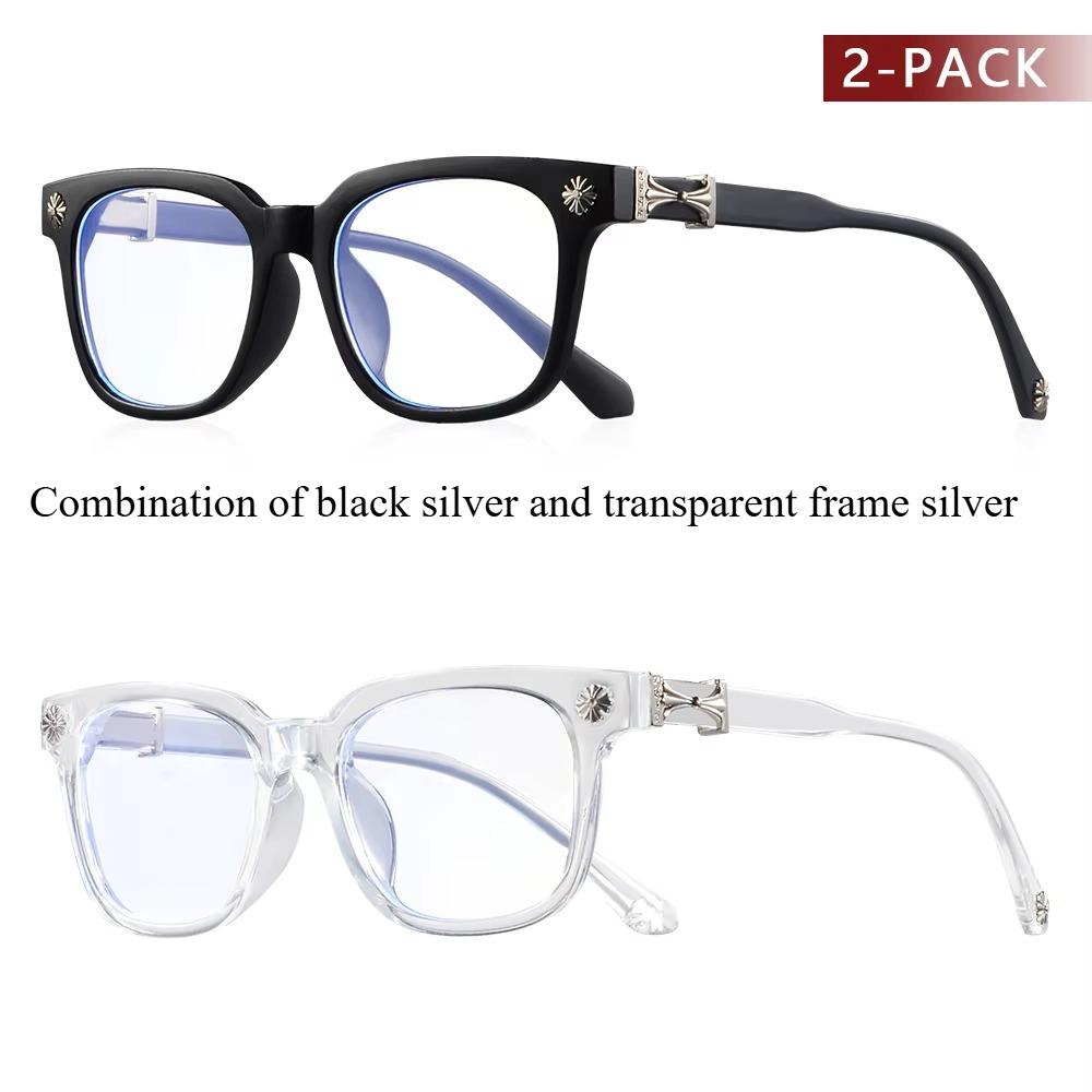 

Classic Square Anti Blue Light Glasses Reading Books Vintage Glasses Women and Men Prescription Glasses Computer Eyeglasses 2pcs