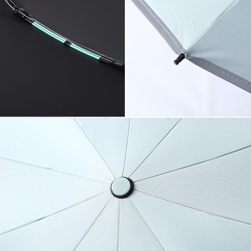 Fully Automatic Reverse Folding Blackout Umbrella with Reflective Stripe UV Blocking Sun Umbrella Double Bones Windproof Parasol