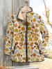 Women's Tropical Leaf Print Quilted Jacket Stand Collar Button Down Contrast Trim Casual Coat