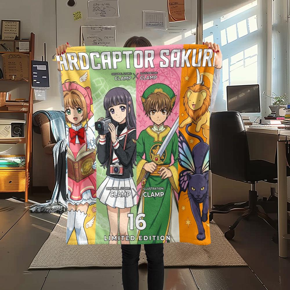 1PC Cardcaptor Sakura Patterned Flannel Blanket Suitable For All Seasons For Home Decor Warmth And Comfort Gifts Holiday Present