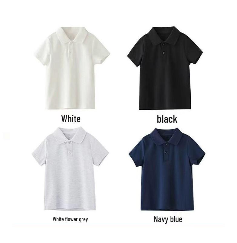 Boys' Pure Cotton Short-Sleeve Polo Shirt – 200g Collegiate Style Summer Sportswear
