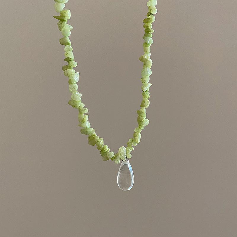 

Блоггер Неправильный Цвет Натуральный Камень Бусины Капли Воды Ожерелье Женская Цепочка на Ключицу Цепочка