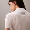 Calvin Klein Casual Striped Texture Polo Short Sleeve Knit Top Women tops White 47AB304-YAA
