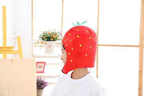 Bestmaple Animal Cap Costume Plush Fluffy Moko Hat Strawberry Cosplay Mask
