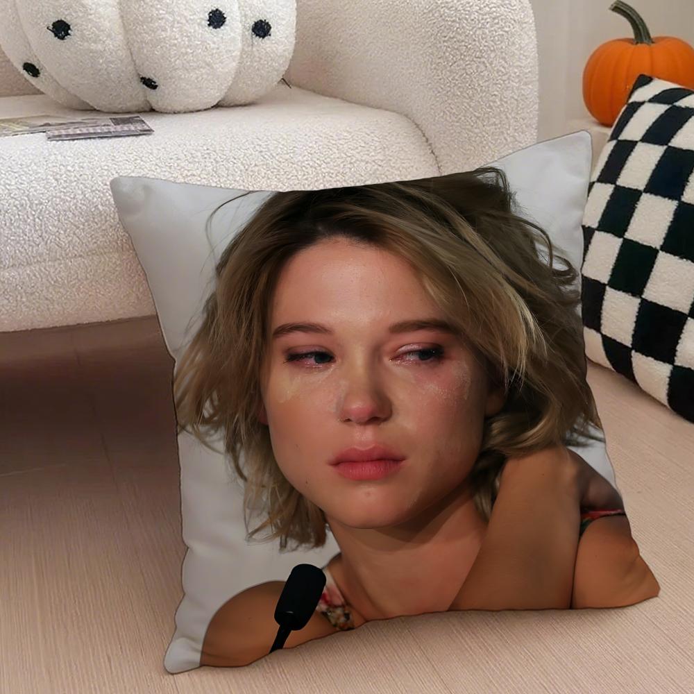 LLea Seydoux Cushion Cover Throw Pillow Cover Hidden Button Durable Polyester Chair Cushion