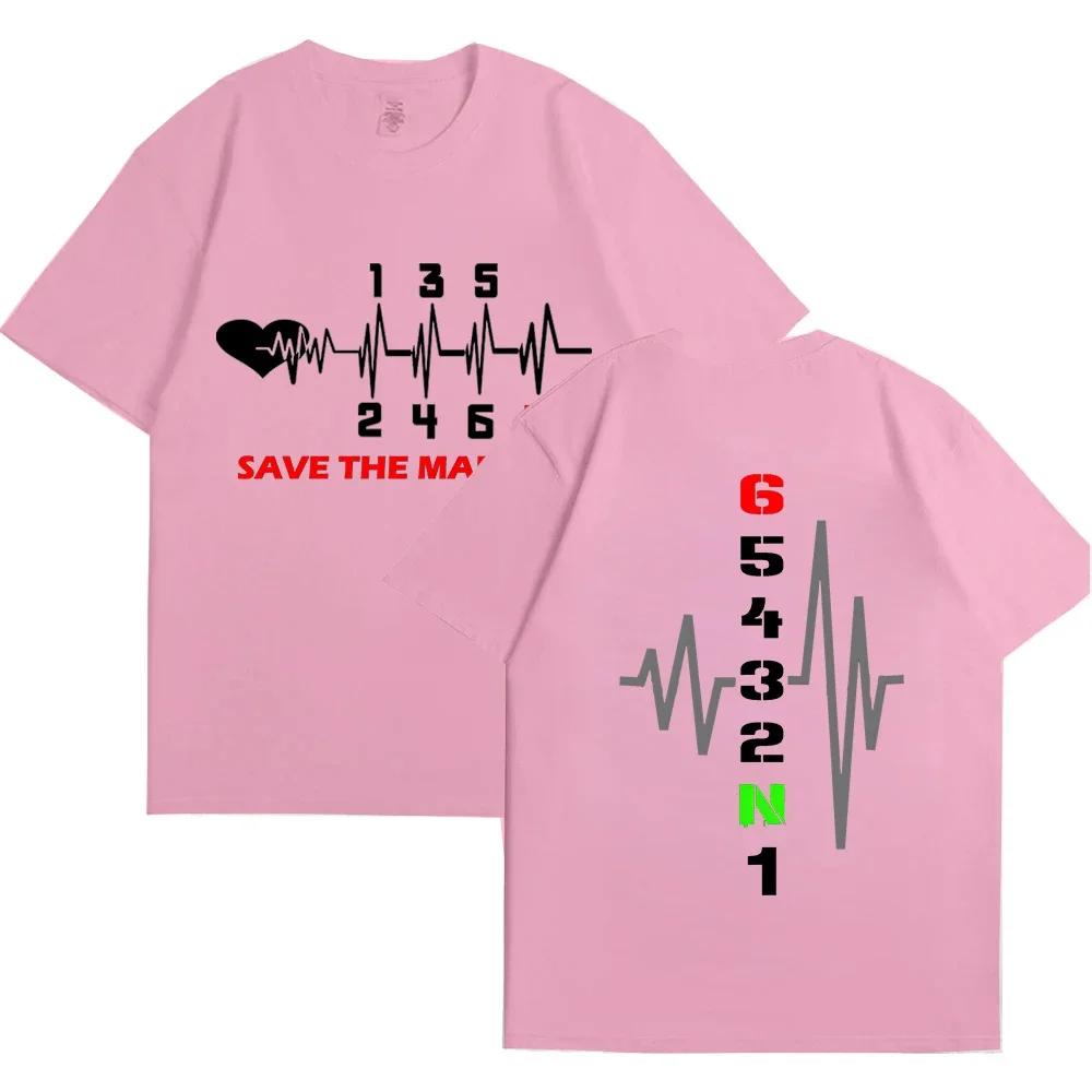 Male 2024 T Shirt Manual Transmission 1N23456 Motorcycle Speed Double Sided Print Graphic Tees Short Sleeve Tops Men Streetwear