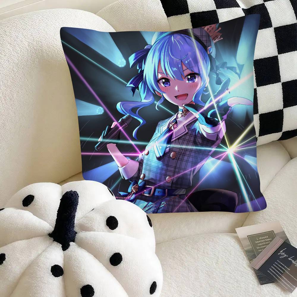 Anime Virtual Girl Hoshimachi Suisei Pillow Case Fashion Square Pillowcase Bedroom Sofa Room Ins Decoration Leisure
