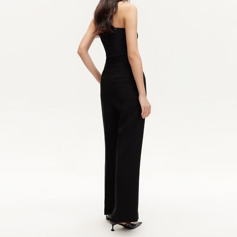 VEROMODA Women's Mid-Waist Slit Straight Leg Trousers