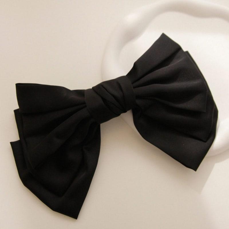 J.Lauren Black Satin Big Ribbon Auto Hair Pin H01245