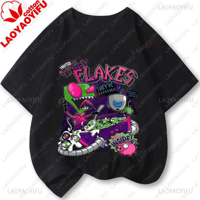 Cartoon Tv Invader Zim T-Shirt Unisex Unisex Retro Cintage Beliebtes Shirt Mode Tee Kawaii Niedlich Kreativität Kurzärmelige Oberteile