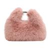 Women Faux Fur Shoulder Bag Soft Plush Fluffy Crossbody Bag Adjustable Strap Solid Color Hobo Bag for Travel Party