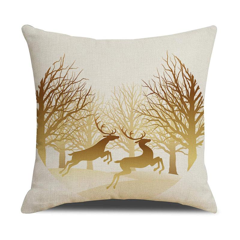 

Christmas New Golden Elk Snowflake Digital Printed Pillow Linen Cushion Waist Pillow Case Household Products linen 45 * 45cm