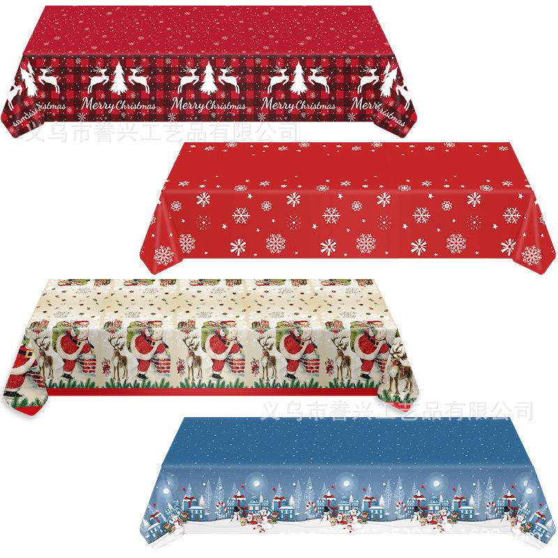 Spot Pe Christmas Party Snowflake Tablecloth Cartoon Gingerbread Winter Theme Disposable Tablecloth Decoration Atmosphere Layout