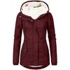 Women's Winter Hooded Jacket with Faux Fur Lining, Double Closure Zipper & Button, Side Pockets, Drawstring Hood, Available In Multiple Colors