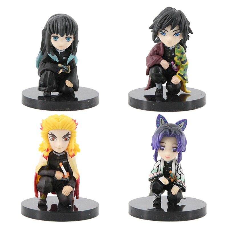 Demon Slayer Action Figure Kawai Q Version Cute Doll Kyoujurou Shinobu Figma Pvc Anime Model Christmas Gift Toys for Children