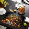 A set of 4 creative fruit element printed placemats that make your dining kitchen more beautiful, perfect for coffee tables, dining tables, and home