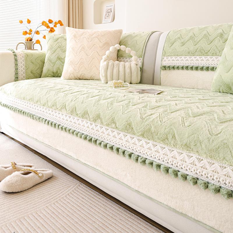 Pernă de canapea în stil crem franțuzesc Husă de canapea anti-alunecare de pluș de toamnă și iarnă