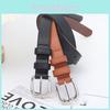 Womens Silver Needle Buckle Slim Belt Premium Minimalist Accessory Versatile