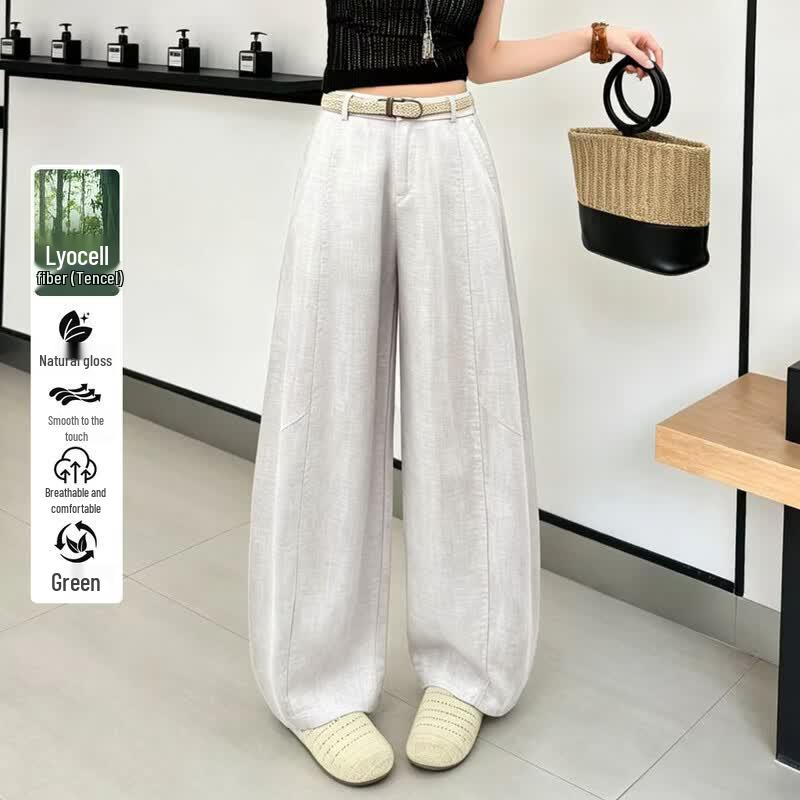 Bailuyu Tencel Linen Blend High-Waist Loose Fit Pants XL