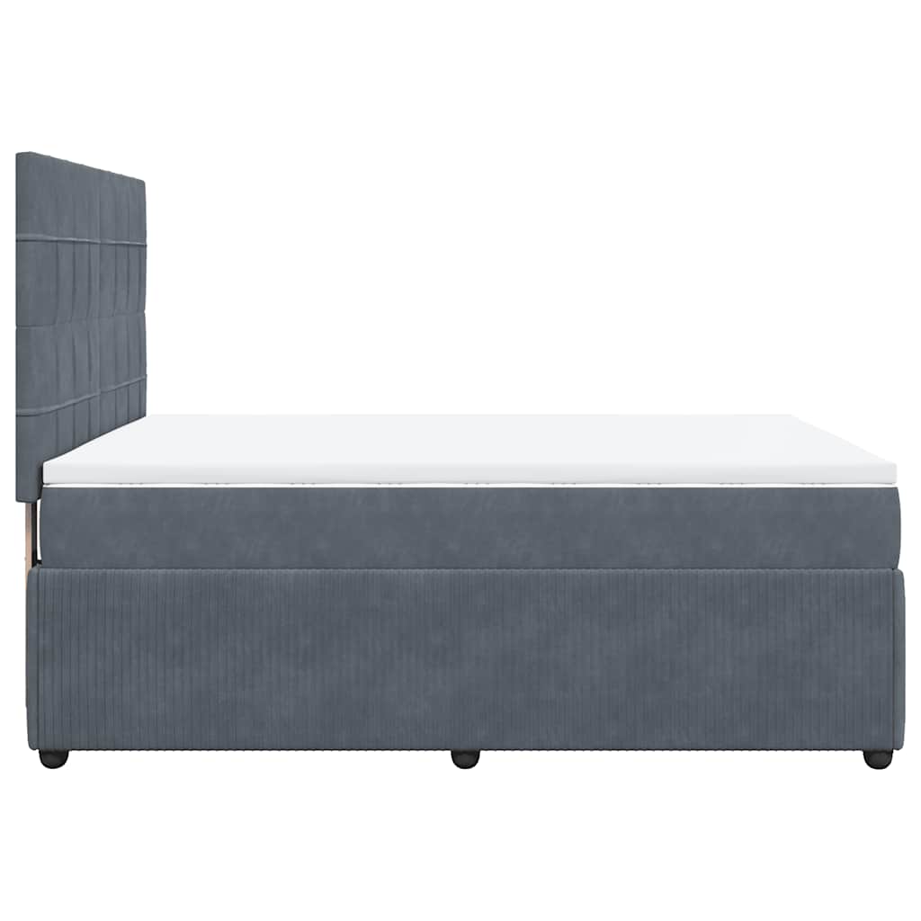 Vidaxl Letto Continentale Con Materasso, Grigio Scuro, 160X200Cm Velluto