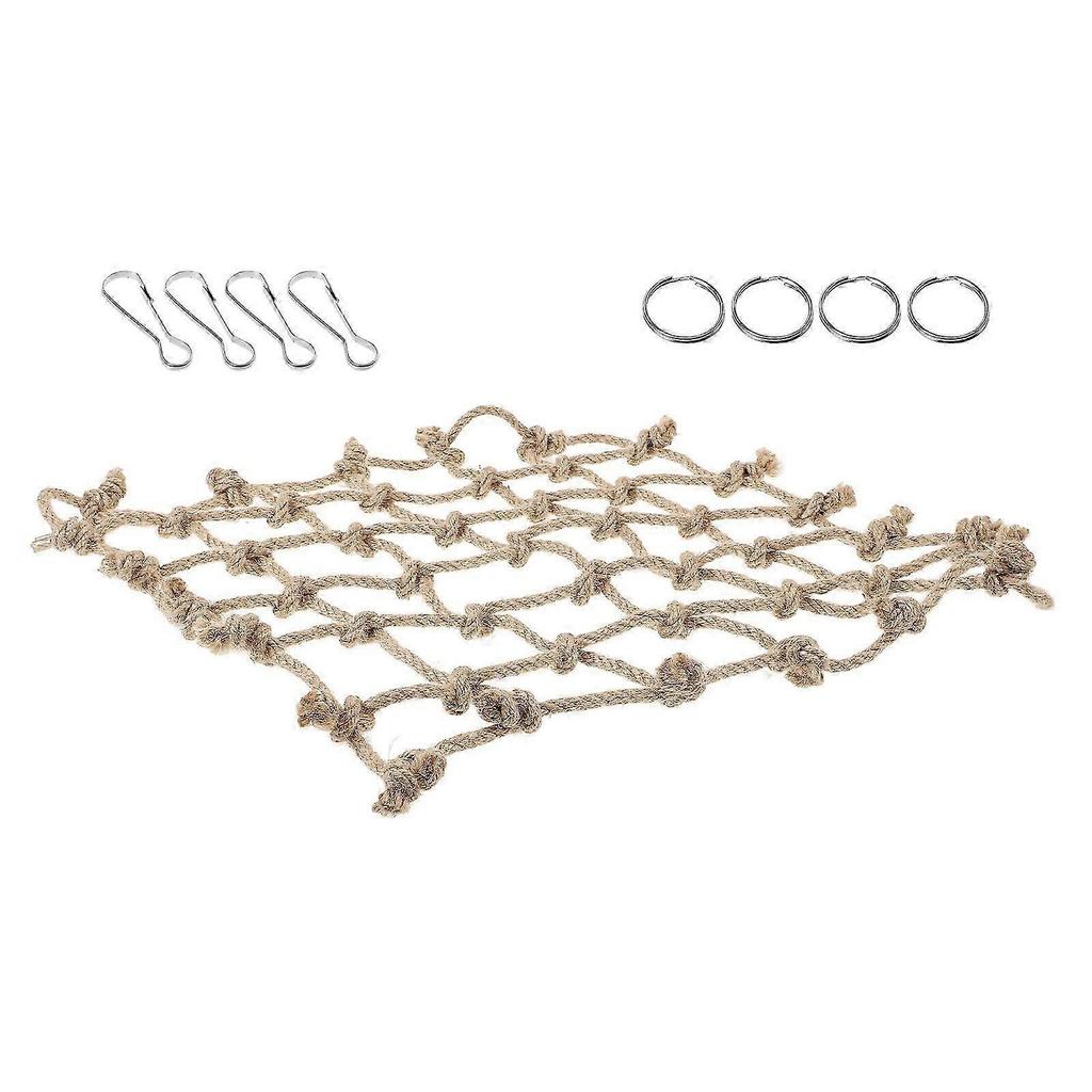 Hanging Net Woven Hammock For Squirrels Parrots Indoor Cage Resting Exercise Jute Rope 1Pcs