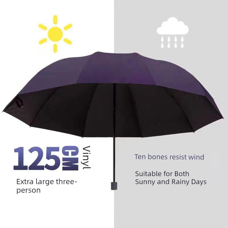 12-Rib Extra-Large Umbrella, Dual-Purpose for Sun and Rain, Sunshade Umbrella for Men and Women, Manual Reinforced Folding Sun Protection Umbrella