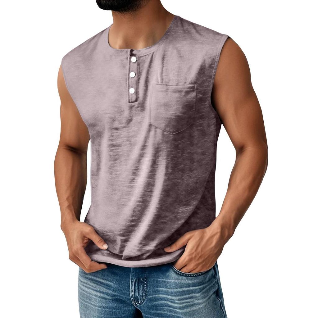 Gilet Estivo da Uomo Monocolore con Tasca Bottoni Sportivi Gilet Sportivo Casual da Uomo