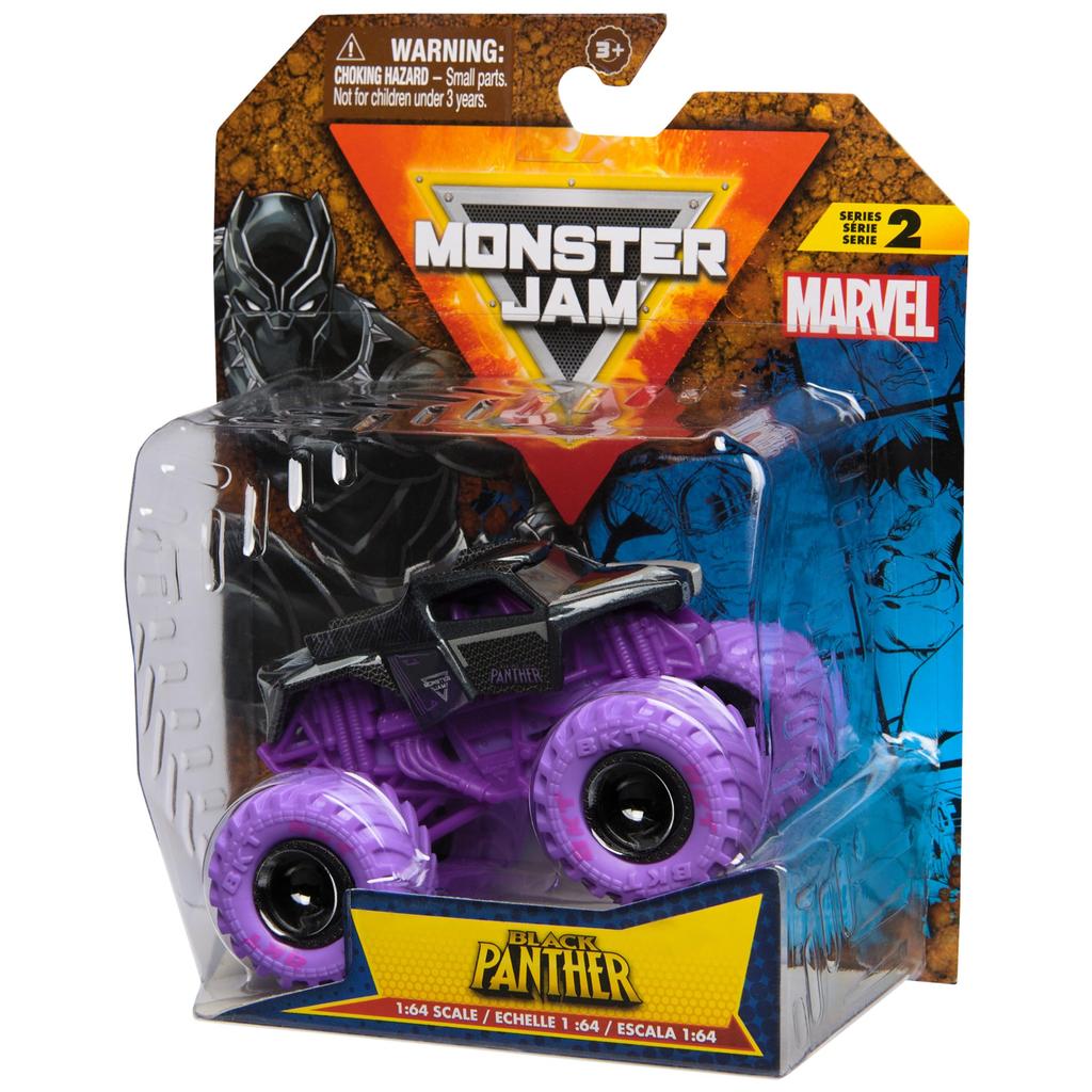 Monster Jam, Official Marvel Black Panther Monster Truck, Die-Cast Vehicle, 1:64 Scale, Superhero Kids Toy, for Boys Ages 3+