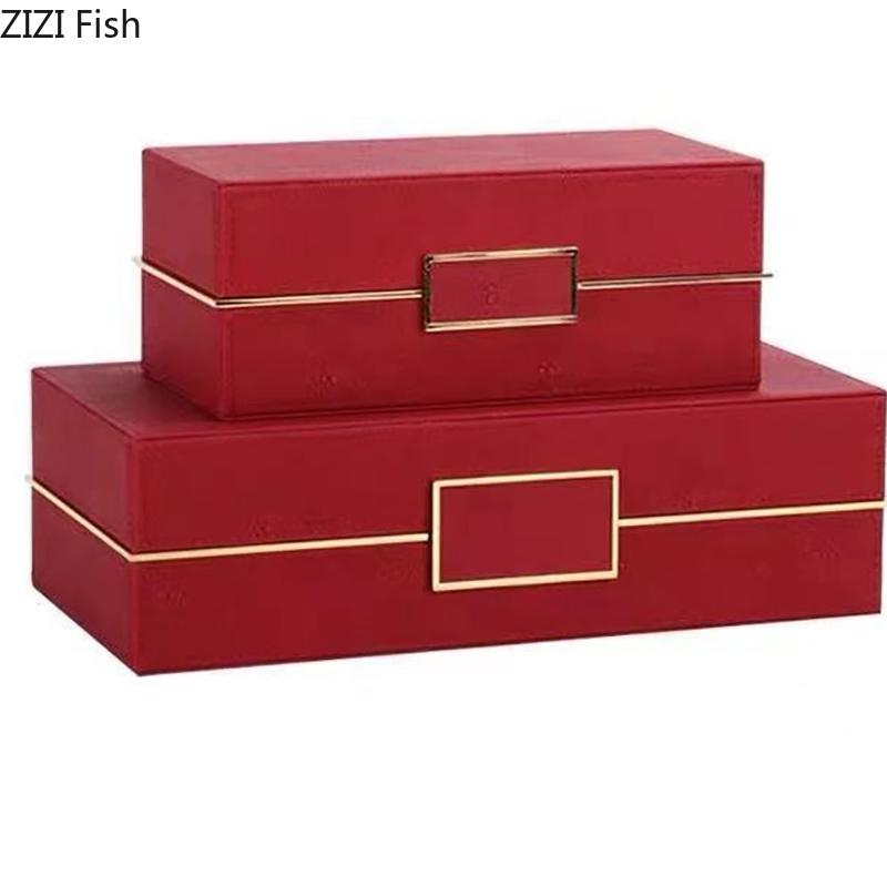 Gilded Leather Jewelry Boxes Cosmetic Jar Dresser Table Desk Decoration Exquisite Jewelry Ring Earrings Necklace Storage Box