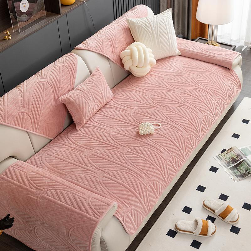 Plush Sofa Cushion Winter Sofa Cover Towel Thickened Sofa Cushion Simple Cream Style Non-Slip Sofa Cover Cloth