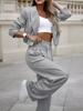 Damen Formell Lässig Gestreift Kurzarm Stehkragen Blazer Hosen Set