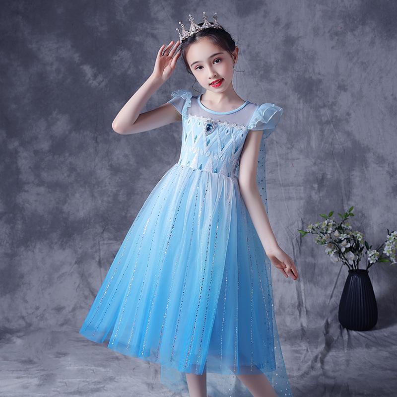 Kids' Long Sleeve Princess Elsa Dress – Frozen-Themed Formal Outfit
