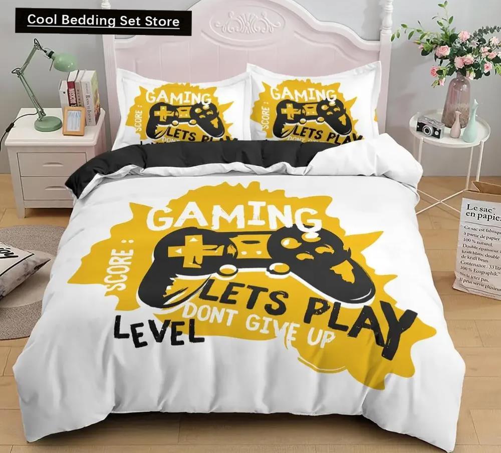Games Comforter Cover Gamepad Bedding Set for Boys Kids Video Modern Gamer Console Quilt 2 or 3 Pcs Soft Twin Duvet Cover Set