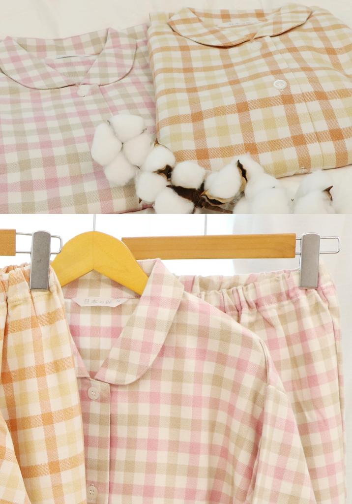 Kaituck Made in Japan by Japanese Cotton Tencel Brushed Shirt Long Check L Family Craftsmen, Women's Pajamas, Sleeve, Pattern, Spring, Autumn,