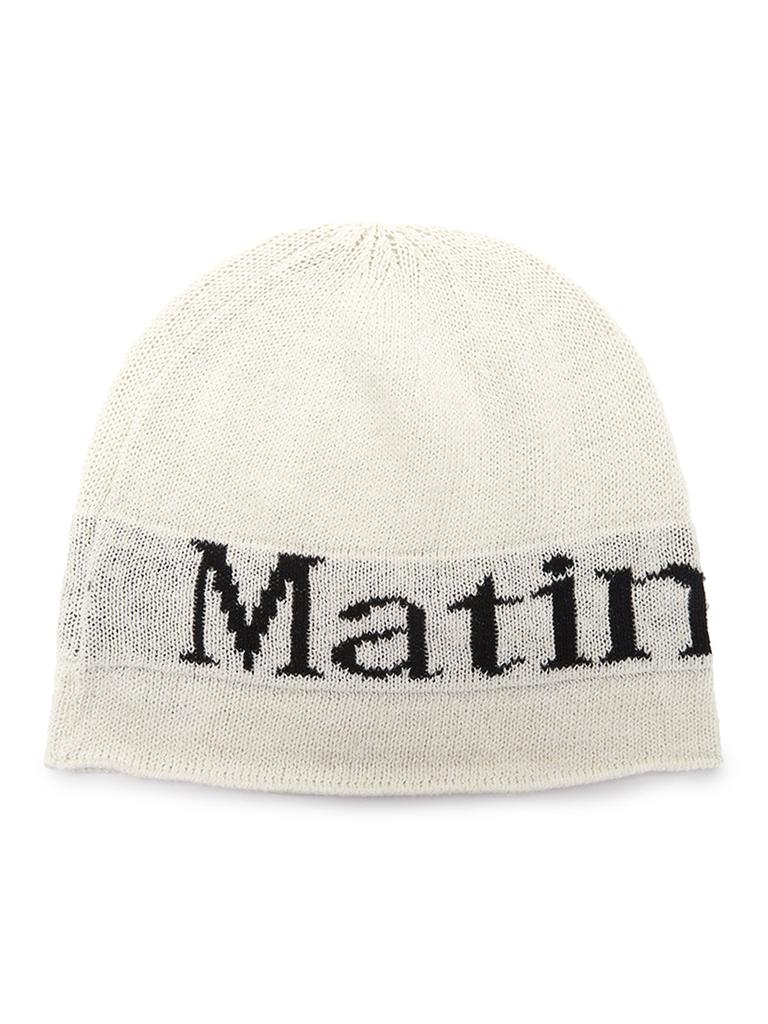 Mattengkim Logo Linen Short Beanie In White