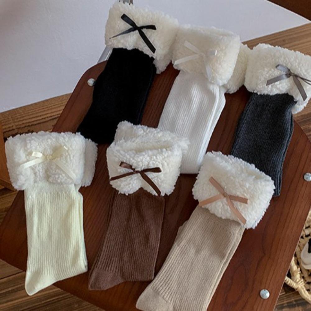 Thicken Winter Socks Women Y2K Mid-Calf Tube Sock Fashion Coral Fleece Socks  JK