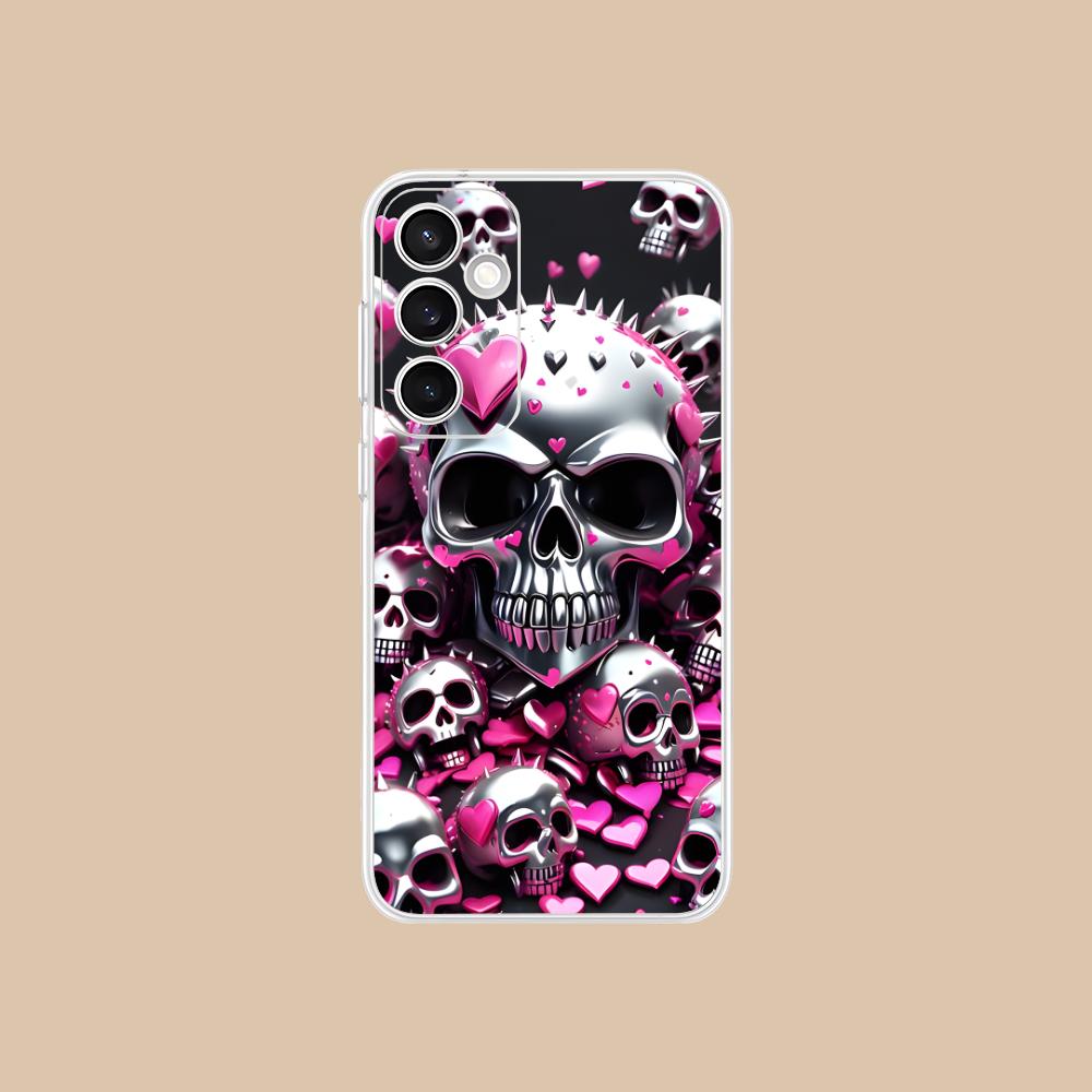 

Silver Skull Clear Mobile Phone Case for Samsung Galaxy S25 S24 S23 S22 S21Plus FE Ultra Colorful Cover Galaxy S24