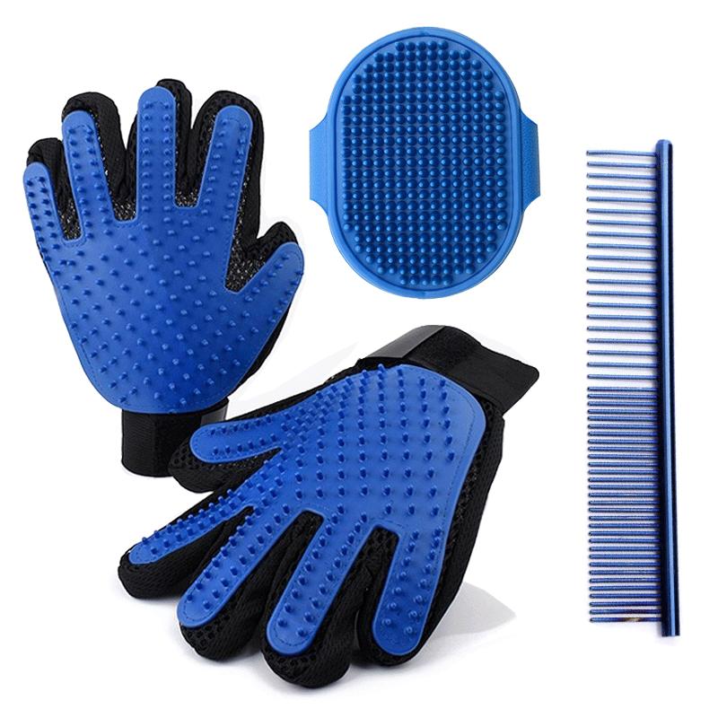 

Professional Pet Hair Grooming Set, Dog Hair Removal Glove Brush, Silicone Massage Brush And Pet Hair Comb