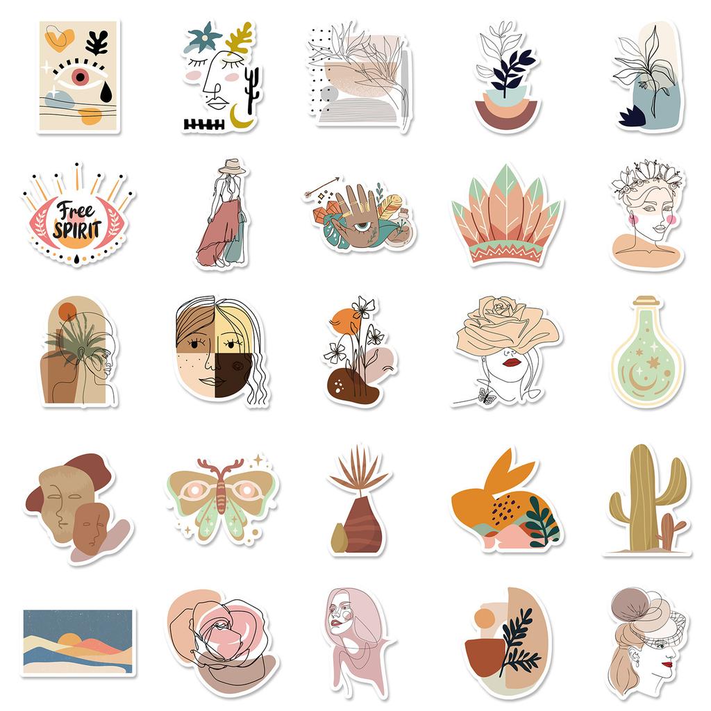50 Boho Style Series Bohemian Graffiti Stickers, Laptop Phone