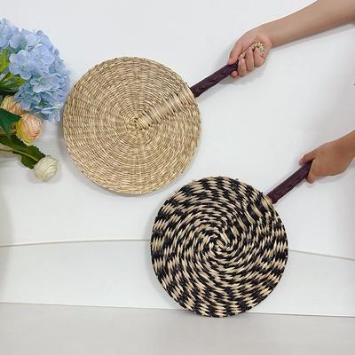 Seaweed Woven Round Fan African Element Wall Hanging Colorful Bamboo Woven Fan Candy Color