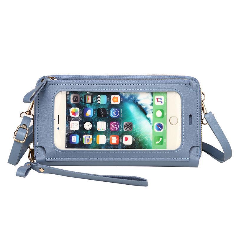 

Женская модная сумка кроссбоди с сенсорным экраном - Компактный кошелек для телефона, монет, карт и ключей 20*11*4cm светло-синий