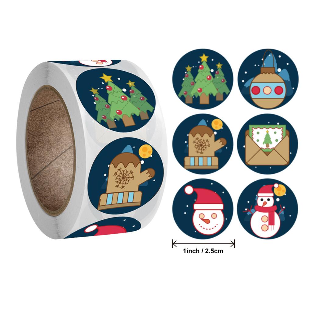 500pcs 1inch Black Hot Stamping Sticker New Year 2023 Merry Christmas Stickers Gift Sealing Labels Holiday Candy Bag Box Decor