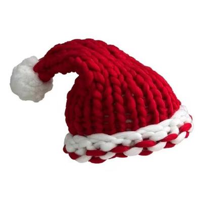 Christmas Theme Party Hat for Adult Santa Caps Soft Stretch Knitted Knitted Yarn Hat Festival Costume Noel Hat for Holiday