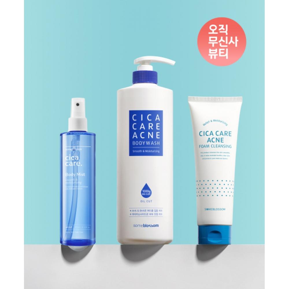 Someblossom [Набор из 3 шт.] Мист для тела Cica Care + Гель для душа + Пенка для умывания NONE