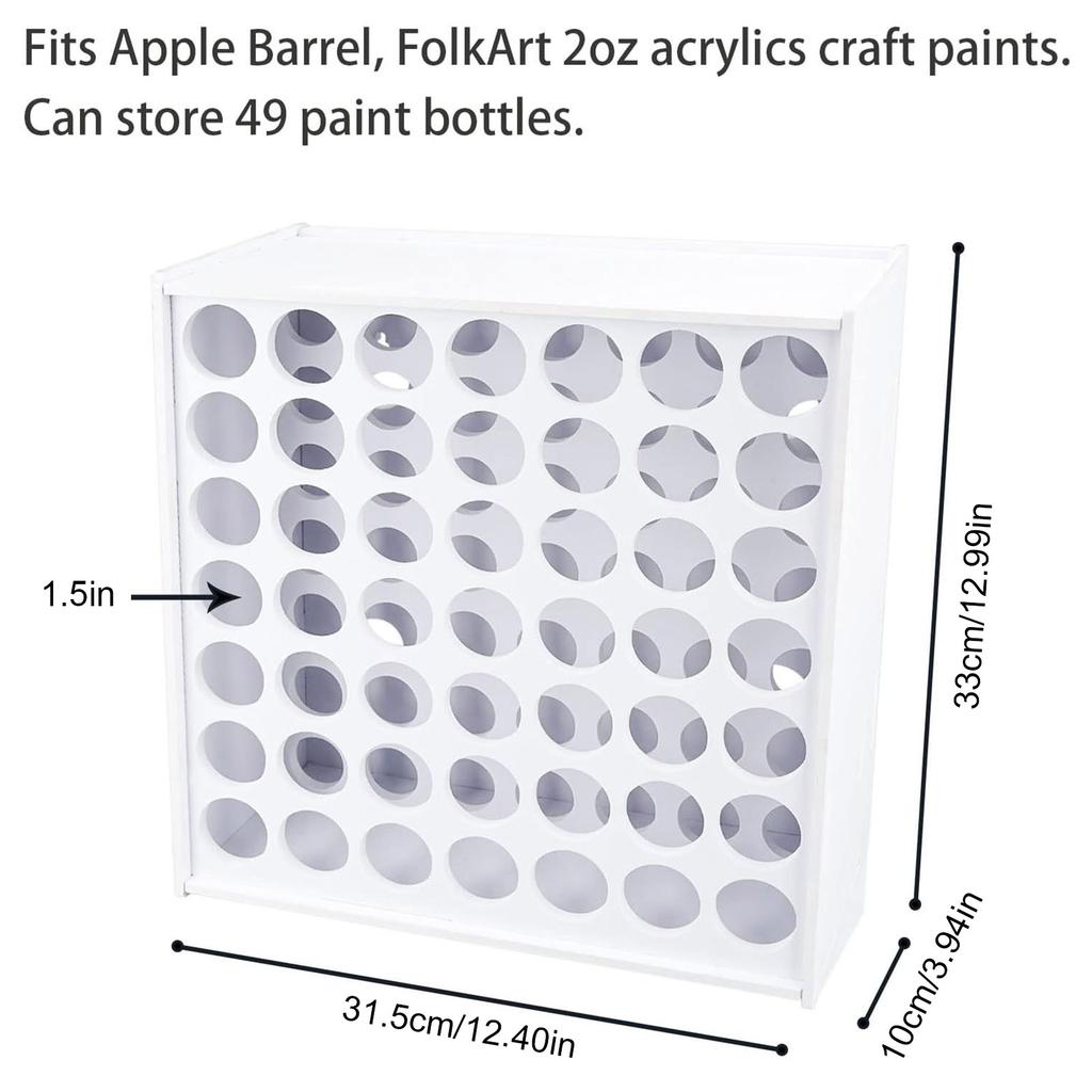 Space Efficient Paint Rack Wall Mount Paint Holder 49/63 Holes Rack for 2oz Craft Paints Efficient Storage