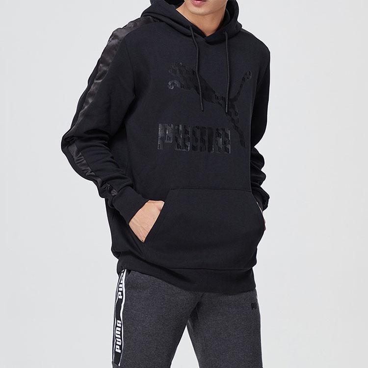 Puma Casual Printing Hooded Long Sleeves Black Men's 596739-01