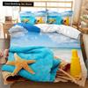 Beach Duvet Cover Set Summer Ocean Bedding Set Hawaiian Marine Sea Waves 3D Print Starfish Polyester Comforter Cover Queen King